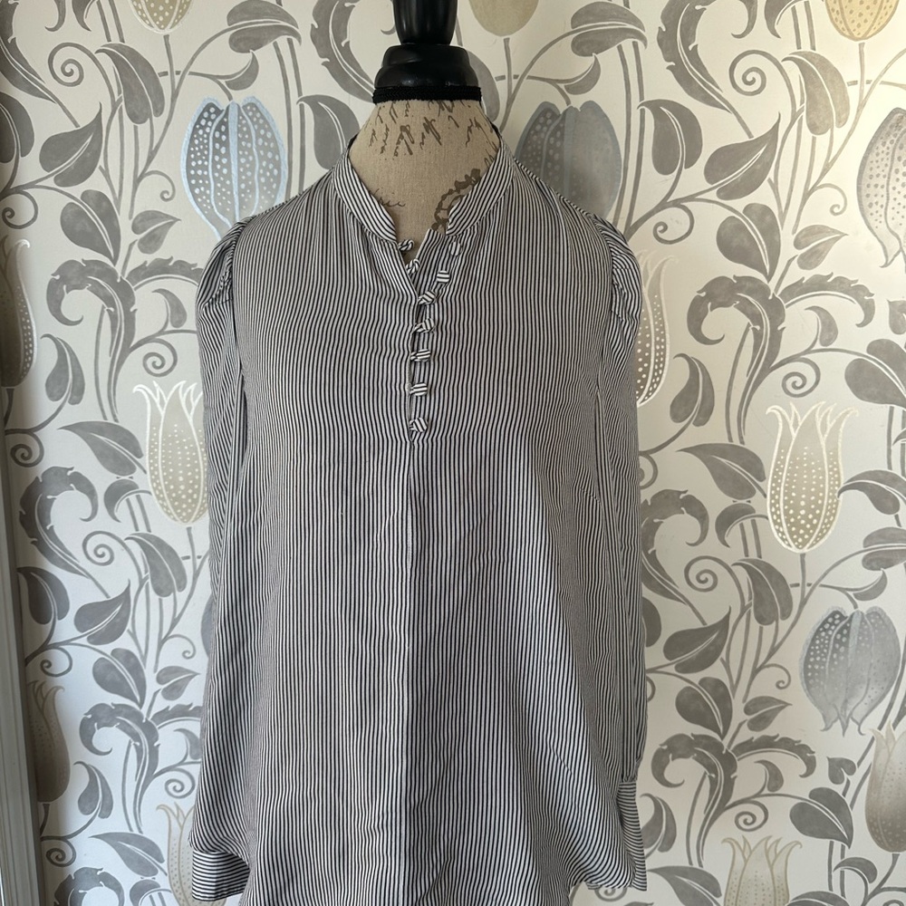 Ann Taylor Black and White Striped Blouse